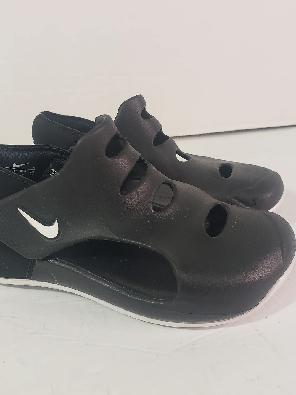 Nike Black/White Sunray Protest 3 Foam Water-Ready Slip-On Adjustable Strap Shoe